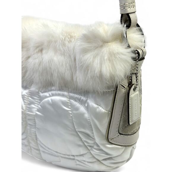 Coach Vintage Y2K Rabbit Fur Trim Puffer Shoulder Bag - Picture 12 of 16